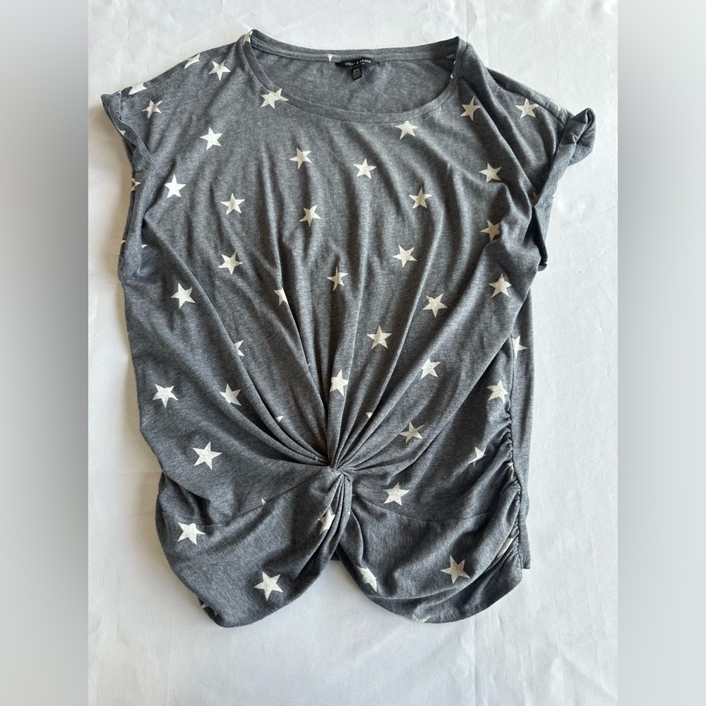 Lucky Brand Gray Star Print Sleeveless Tee Size Medium